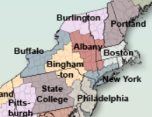 Map showing WFO coverage areas in the Northeastern United States